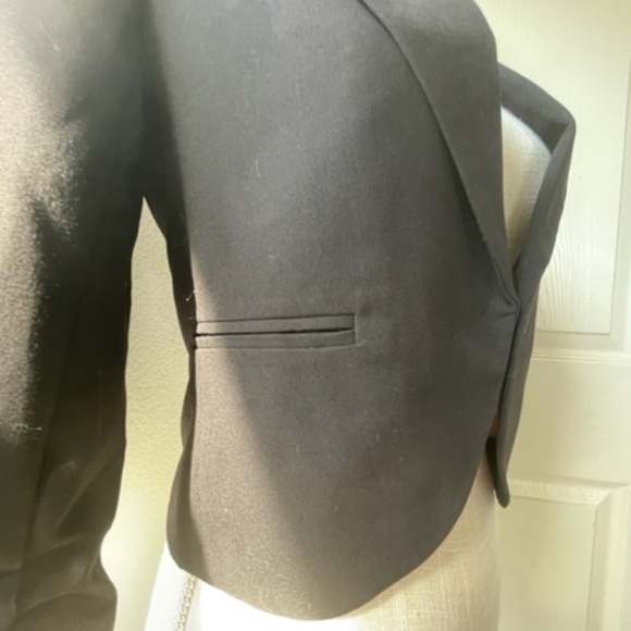 My Bajee Collection By Be Cool | Black Satin Lined Ruched Sleeve Blazer Jacket - Picture 3 of 10